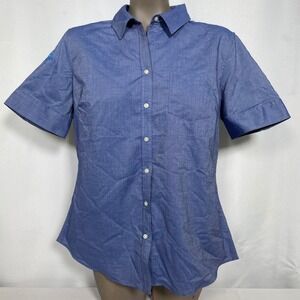 Del Taco Navy Blue Button Up SuperPro Oxford Employee Shirt Women's LARGE